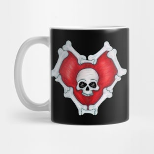 Gothic Red Heart of Bones With Skull Mug